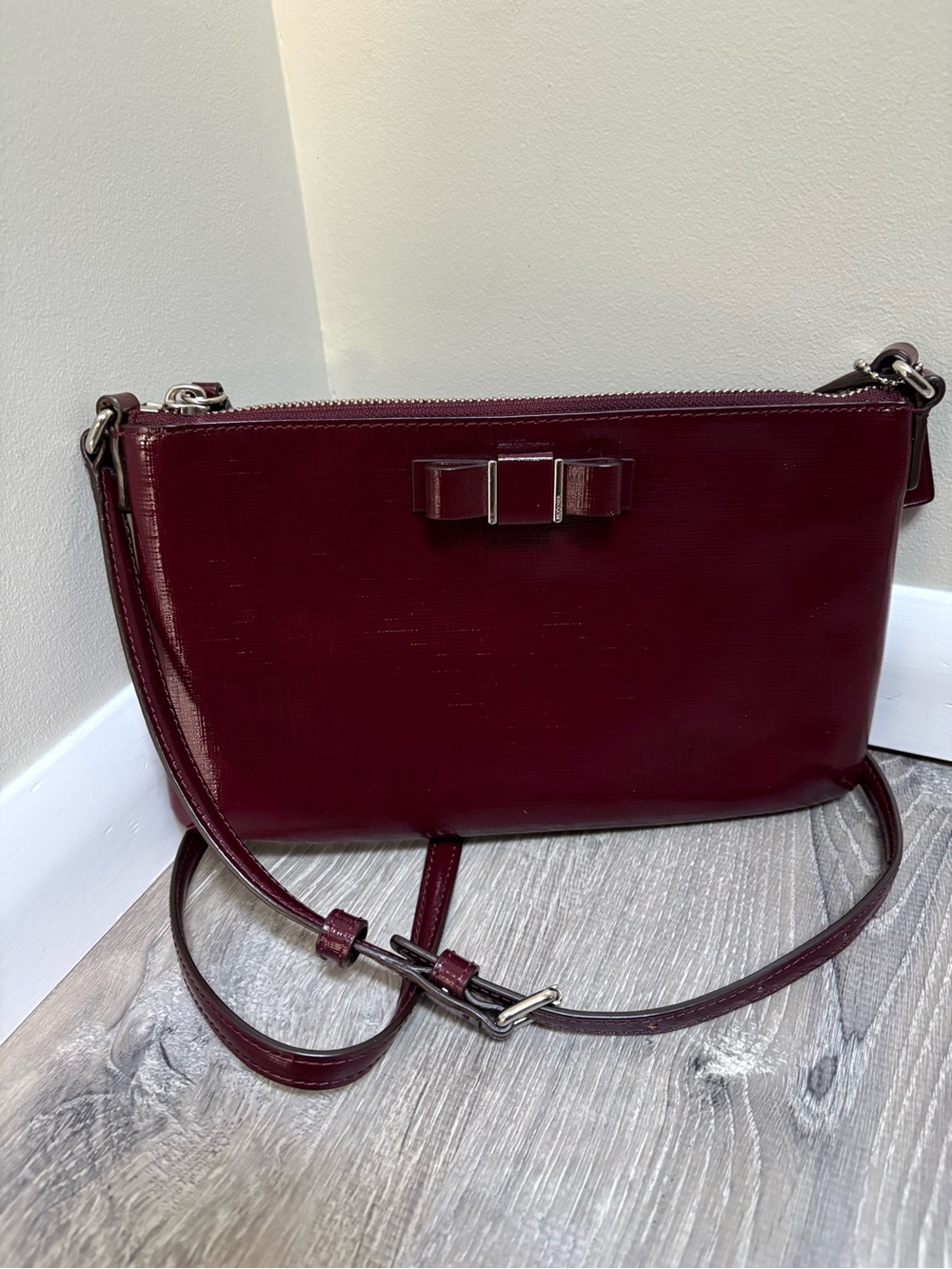 Coach Darcy Burgundy Patent Leather New Crossbody F52225